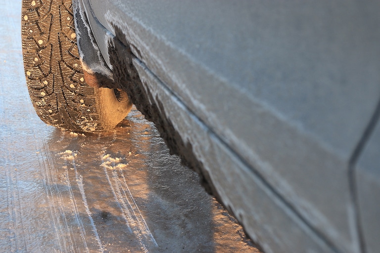 Car sliding on ice